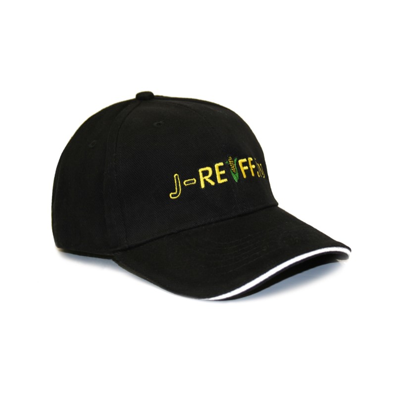 Peaked cap with logo in black